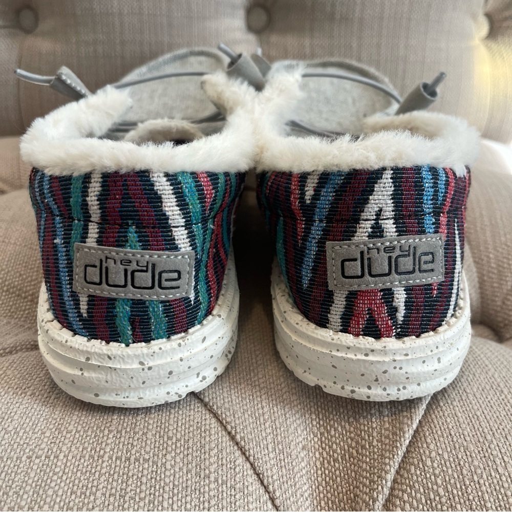 HEYDUDE Shoes Women's 7 Wendy Funk Wool Grey - Canvas Faux Fur 121413128 - Picture 6 of 11